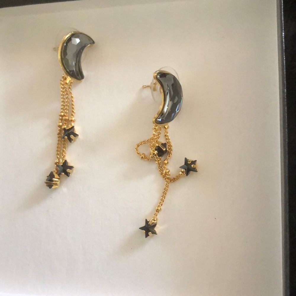 Moon and star Swarovski crystal earrings